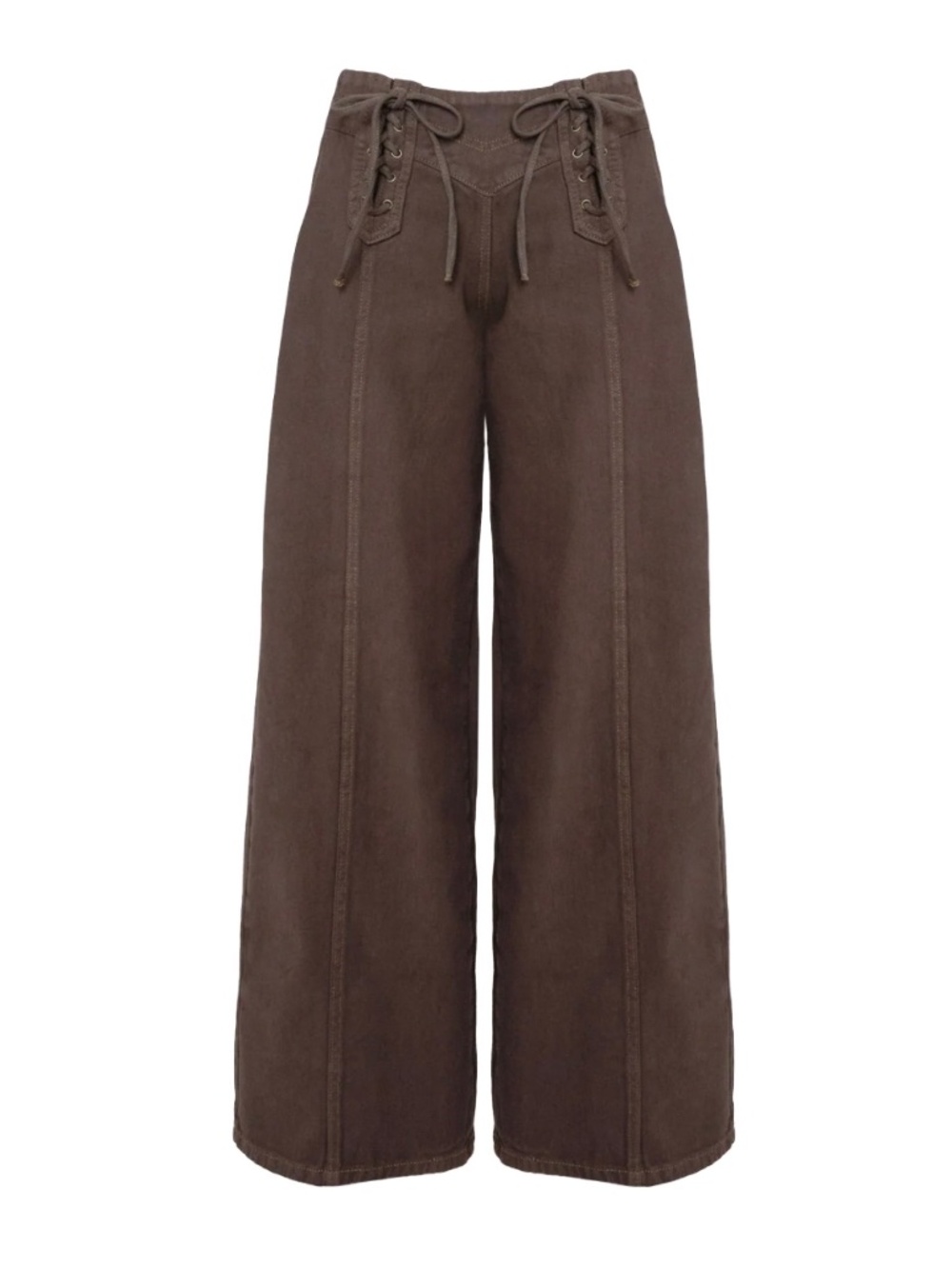 Princess Polly Bystander Brown Lace Up Pants 100% Cotton US 4 | AU/UK 8 | EU 36